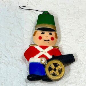 VTG Norcross Toy Soldier w/Cannon Christmas Tree Holiday Ornament 3"